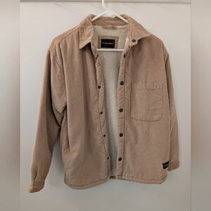 Silver Jeans Women's Tan Corduroy Sherpa Lined Button Up Jacket Size Small